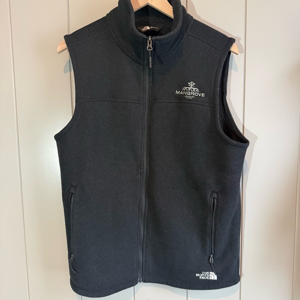 THE NORTH FACE Mens Fleece Black Vest Medium Logo